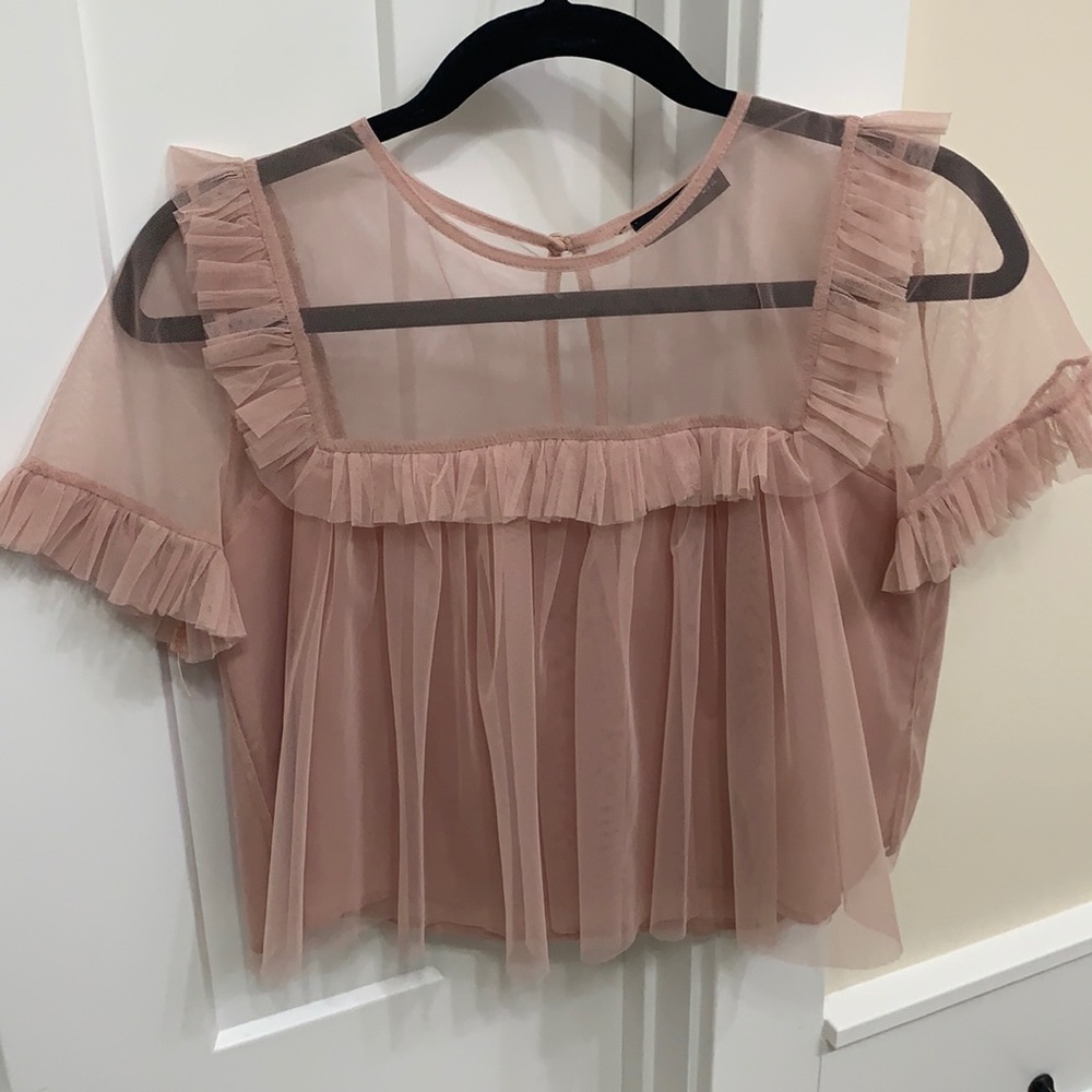 Mango mauve ruffle top